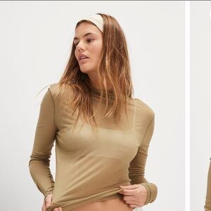 NWT Free People Sheer Moss Layering Top, Size Medium